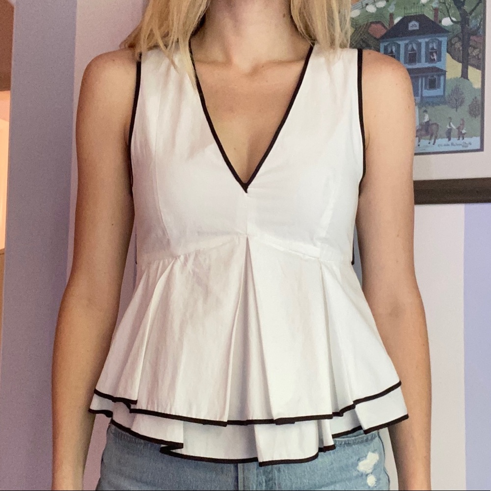 Zara White and Black Blouse